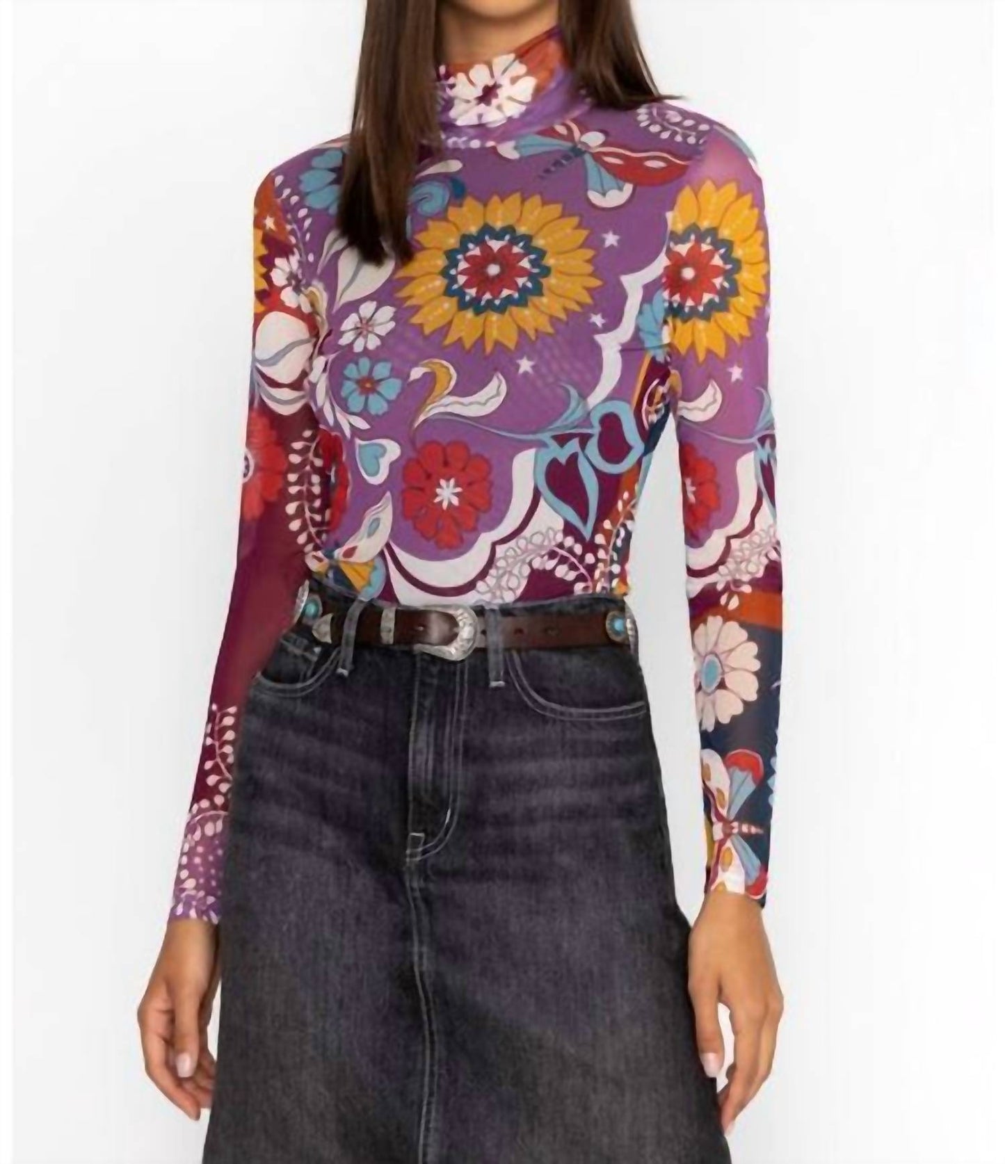 Johnny Was - REBECCA MESH MOCK NECK TEE