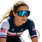 Aerodynamic Uv400 Sport Cycling Sunglasses with Mirrored Lenses