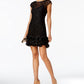 Vestido tubinho Guess Feminino Floral-Renda com Babados e Bainha Preto Tamanho 2