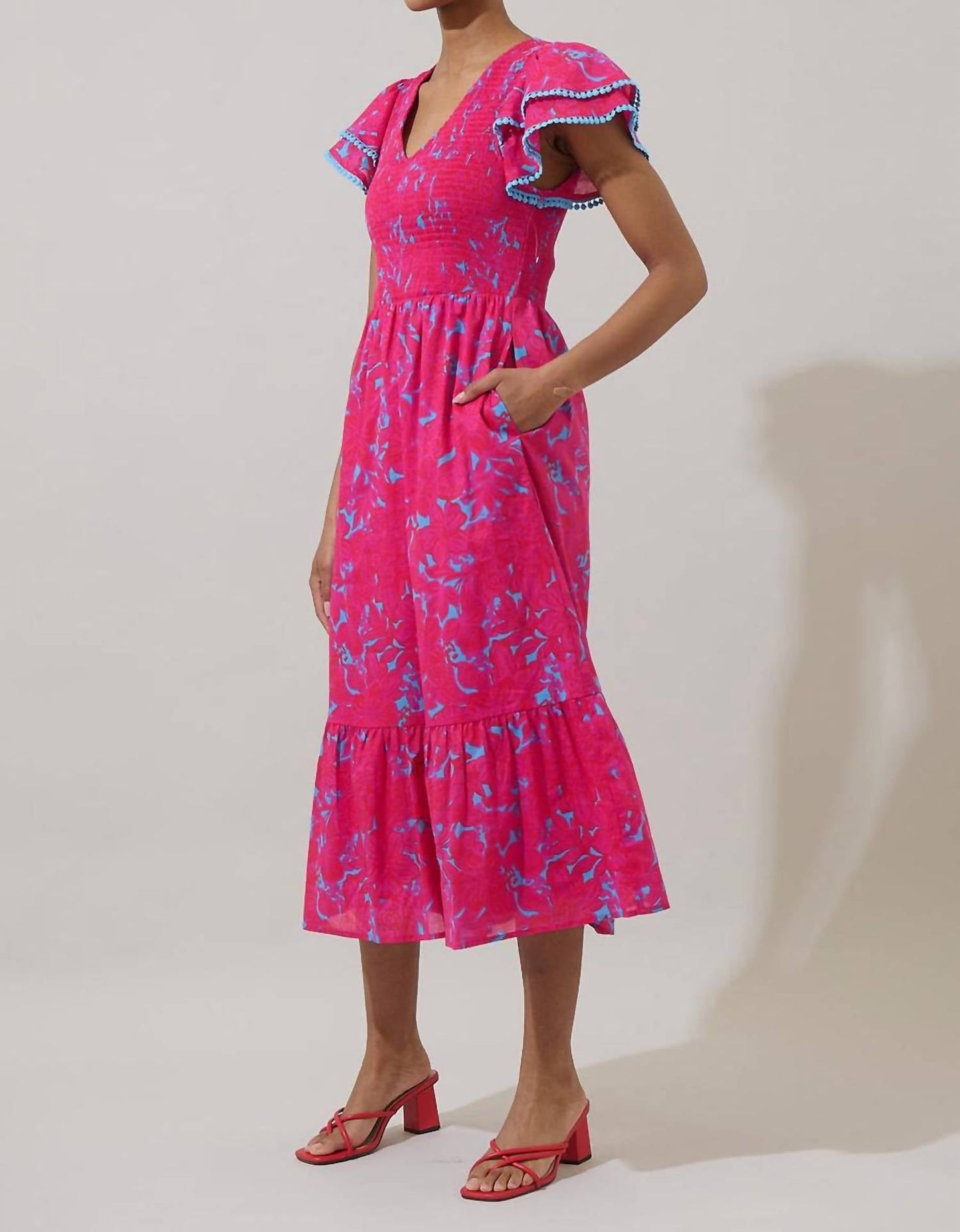 Sugarlips - Delina Floral Patte Tiered Midi Dress