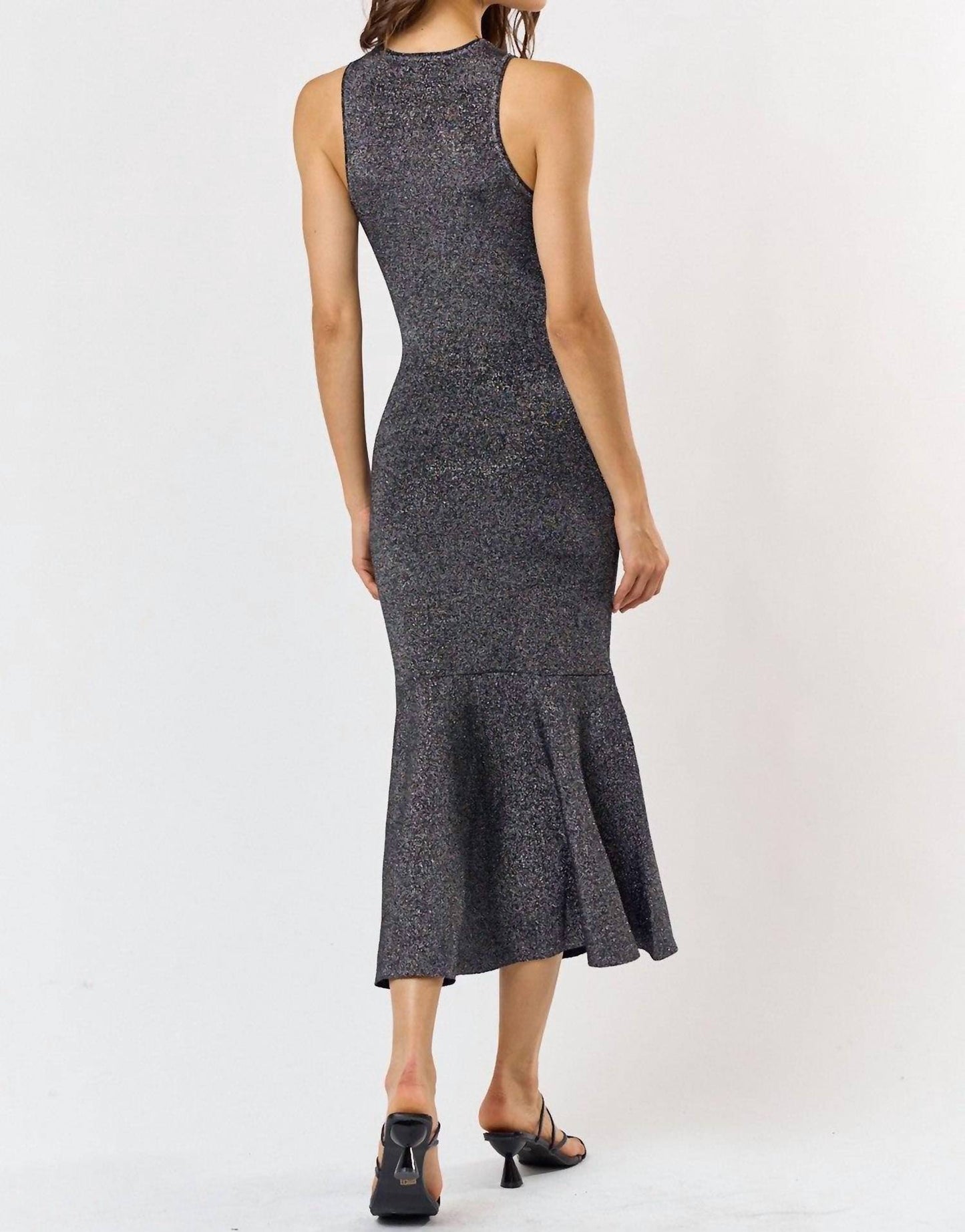 Lalavon - Shimmer Sleeveless Mermaid Midi Dress