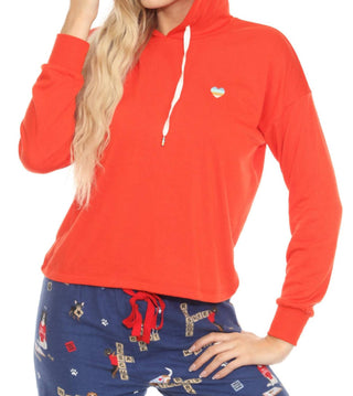 Pj Salvage - Moletom com capuz feminino retrô com estampa de coração e manga comprida