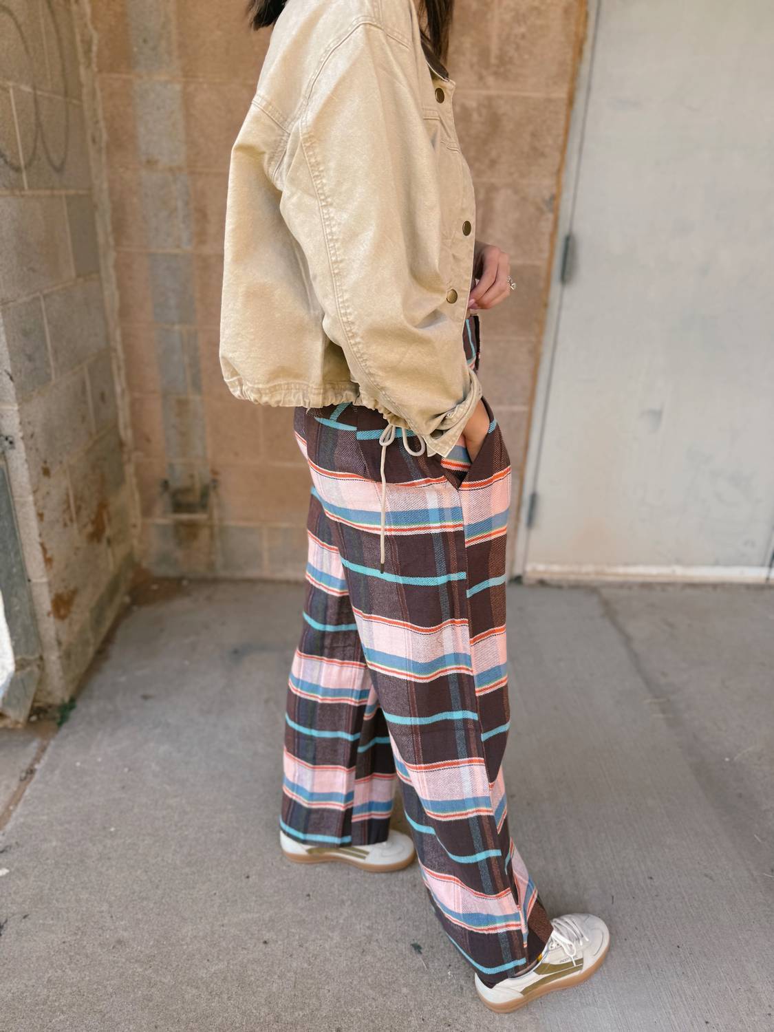 Free People - Buckle Back Plaid Trousers