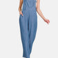 Zenana - Adjustable Strap Denim Looking Jumpsuit