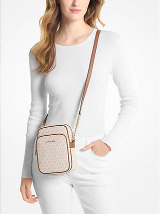 Michael Kors - Women's Brown Jet Set Travel Medium Logo Crossbody Bag
