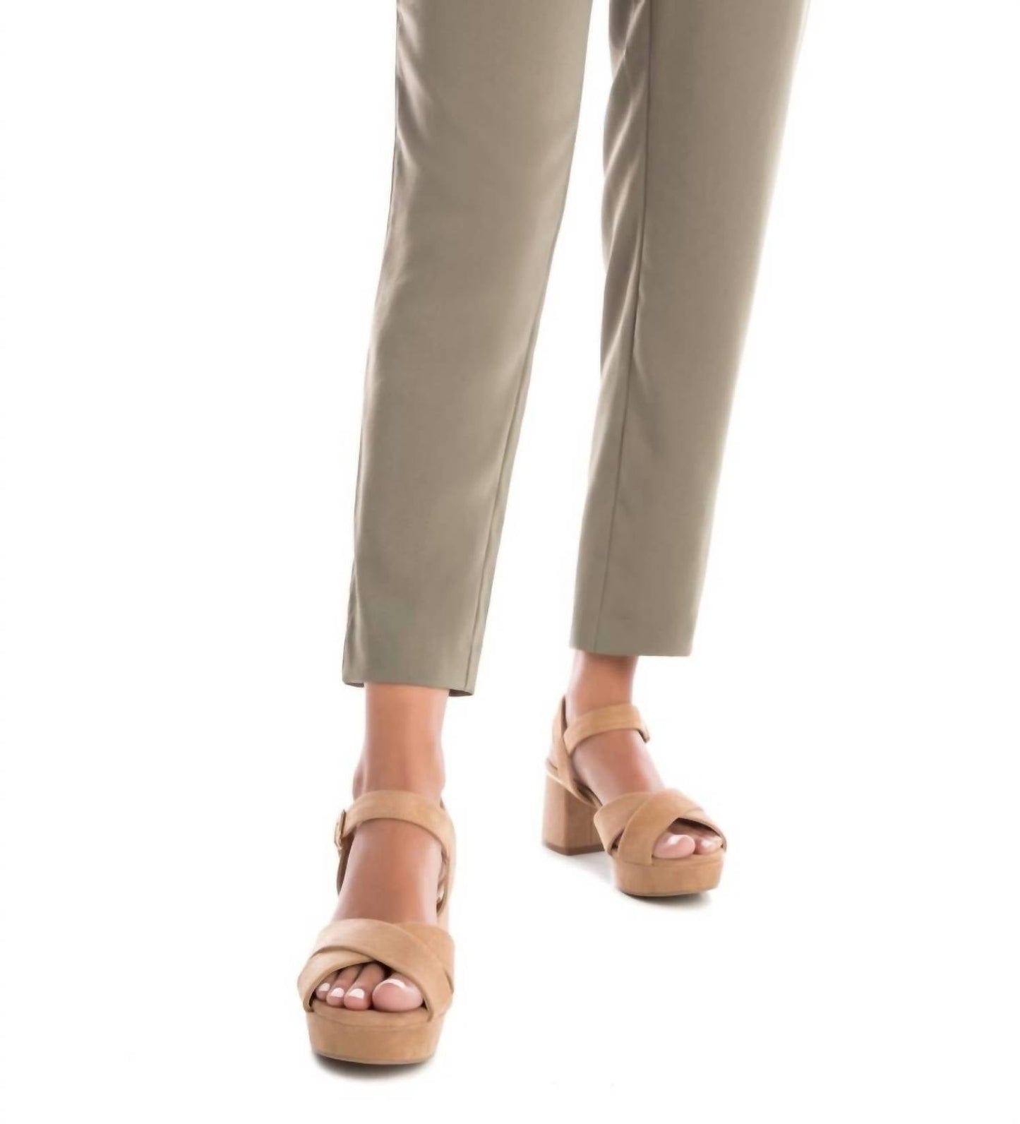 Xti - Women's Suede Heeled Platform Sandals