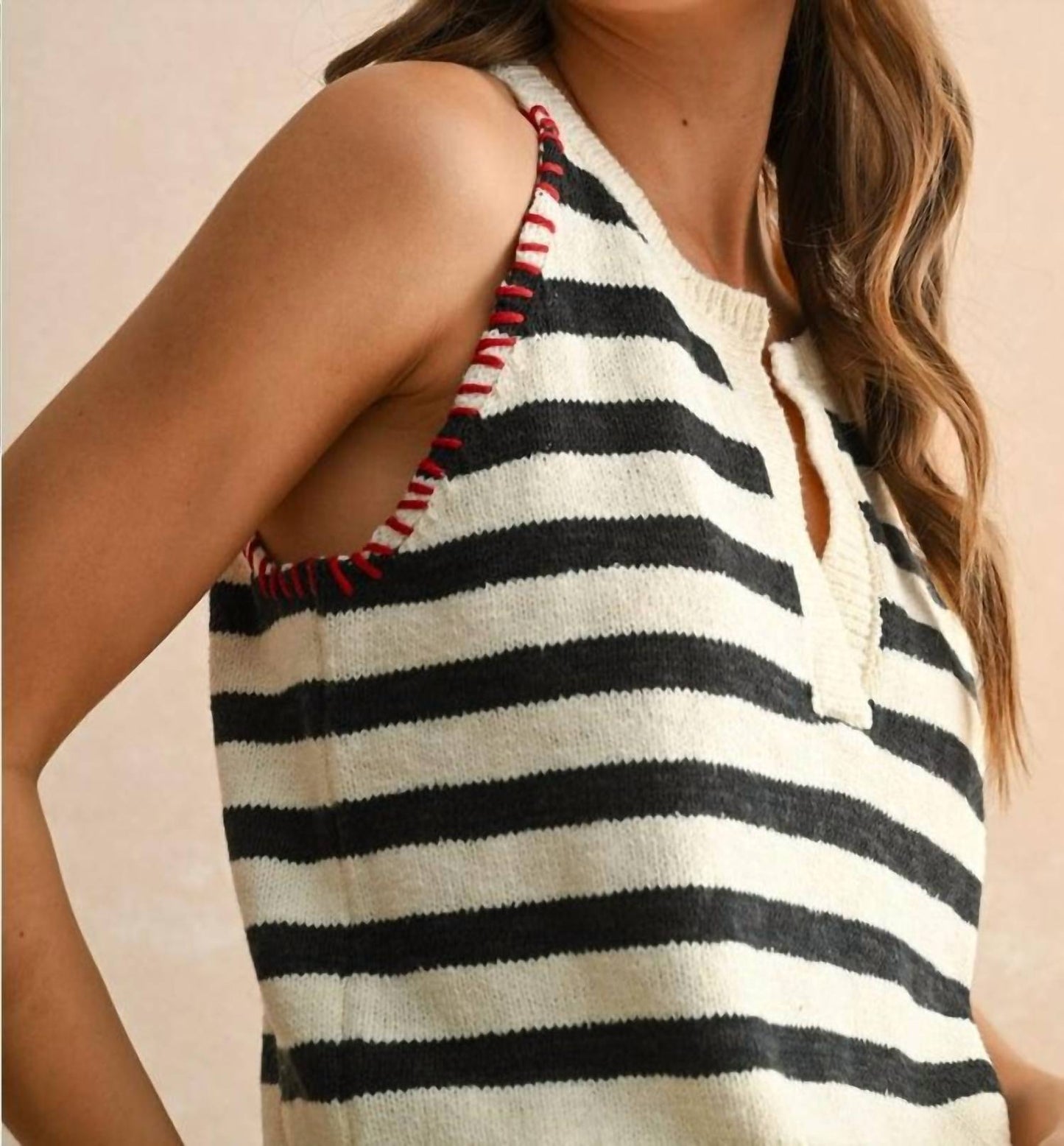Miou Muse - Stitch Detail Knit Top