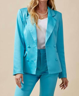 Day + Moon - Blazer de cetim com abotoamento duplo