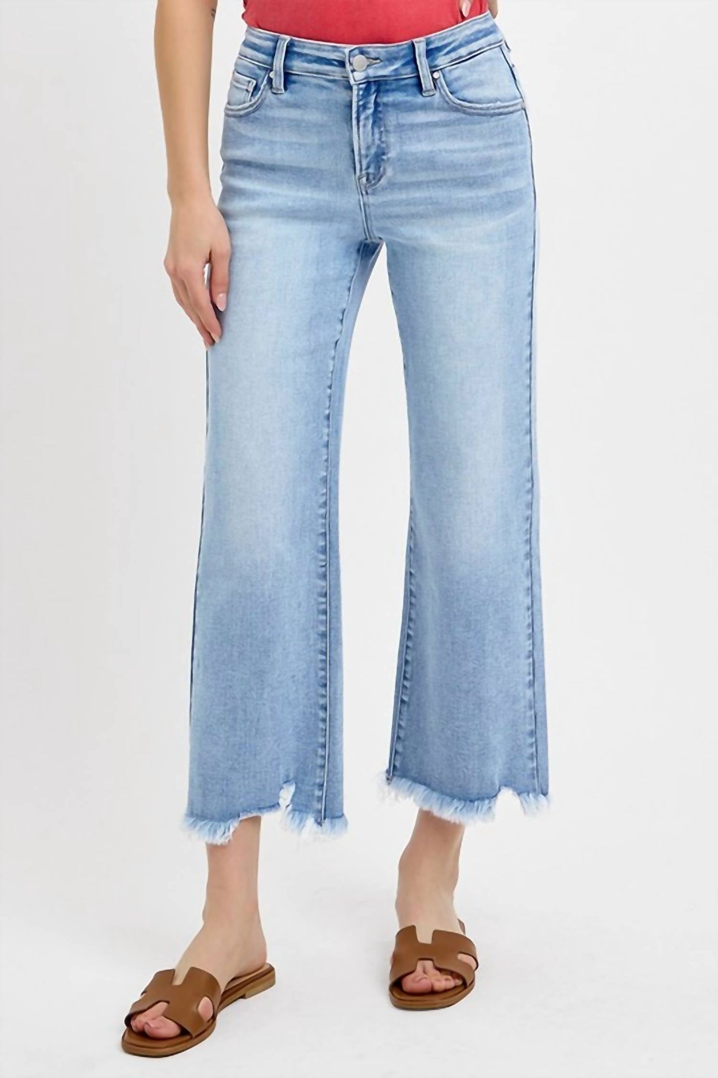Risen - Mid-Rise Crop Straight Jeans