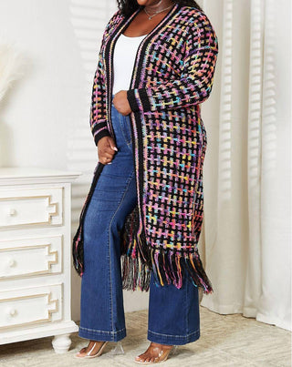 Angel Wings By Lucy - Cardigan tamanho grande com abertura frontal e franjas