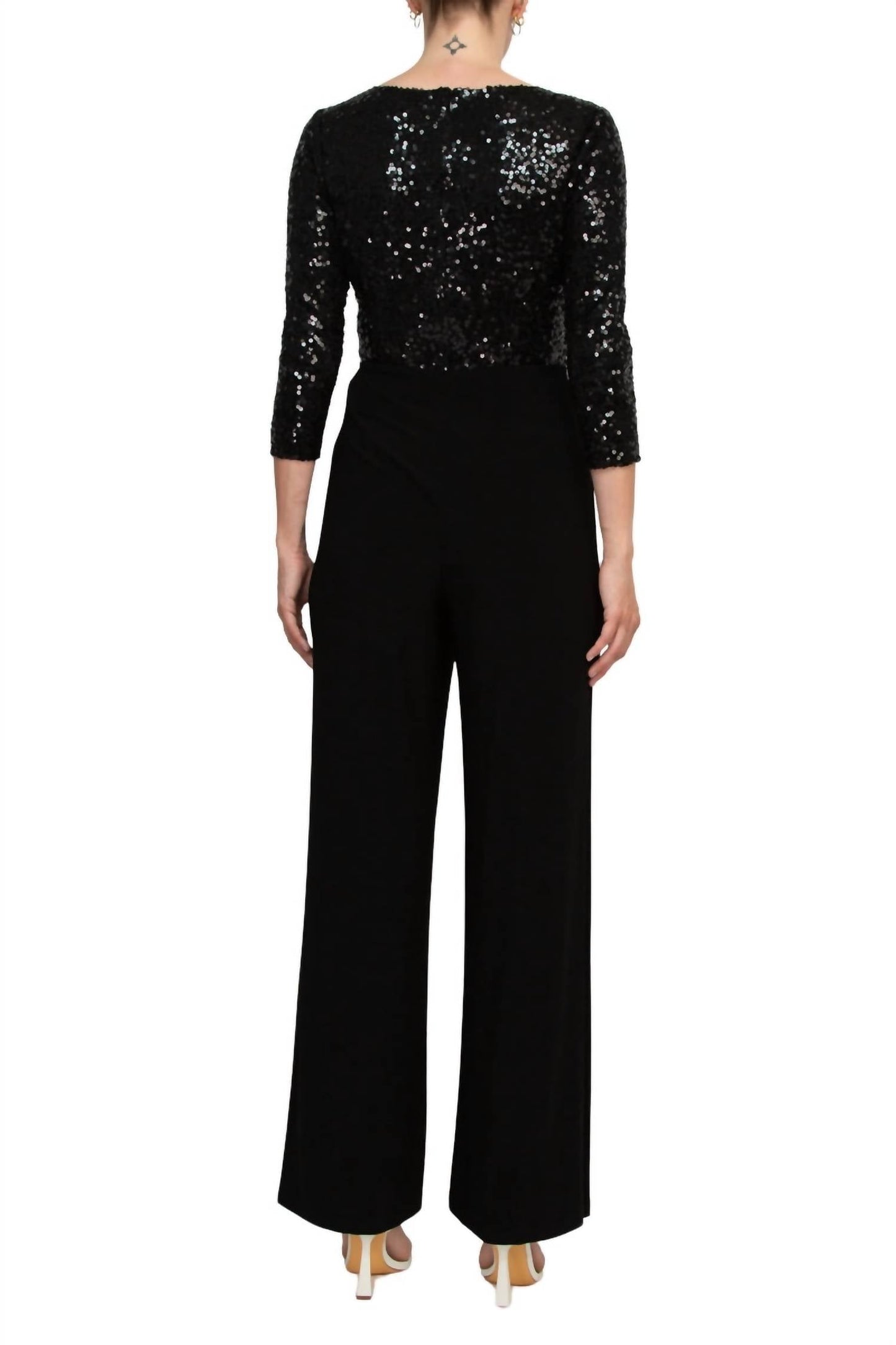 Adrianna Papell - Sequin Faux Wrap Jumpsuit