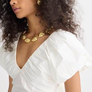 J.Crew - Top Cecily em mistura de popeline de algodão elástico