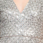 Aidan Mattox - V-neck Sequined Piping Detail Mesh Gown