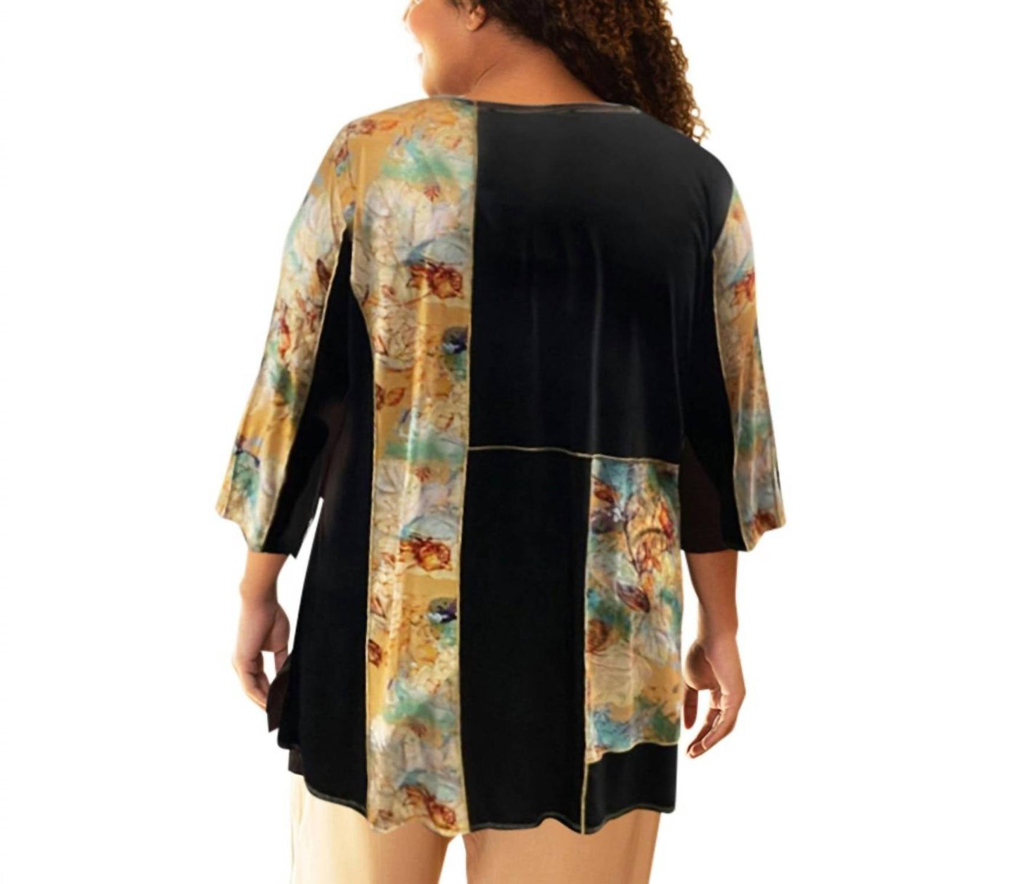 On The Plus Side - Print Block 3/4 Sleeve Tunic - Plus