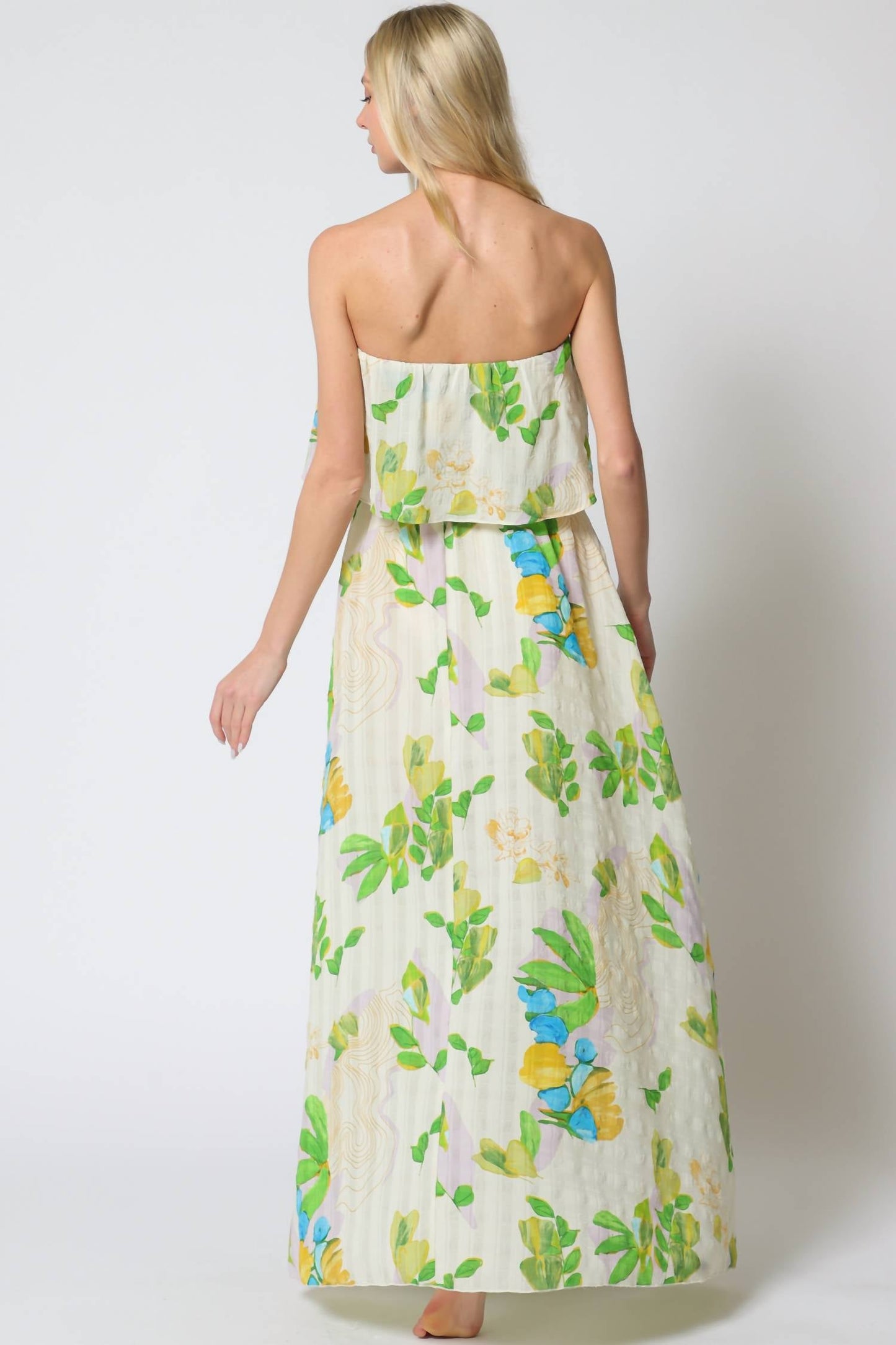 Aakaa - Tube elastic waised belted maxi Dress