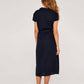 Apricot - Linen Blend Belted Shirt Midi Dress