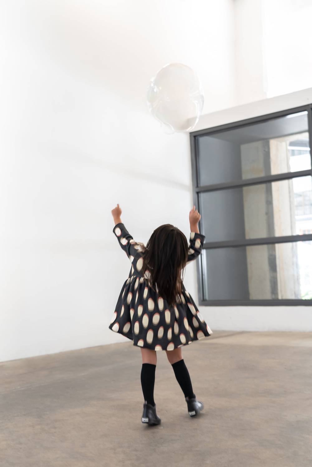 Omamimini - Girls' Drop Waist Long Sleeve Terry Dress