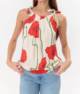 Adelyn Rae - Anaia Abstract Rose Print Side Tie Top