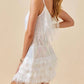 Day + Moon - Sequins Fringe With Feather Trims Mini Dress
