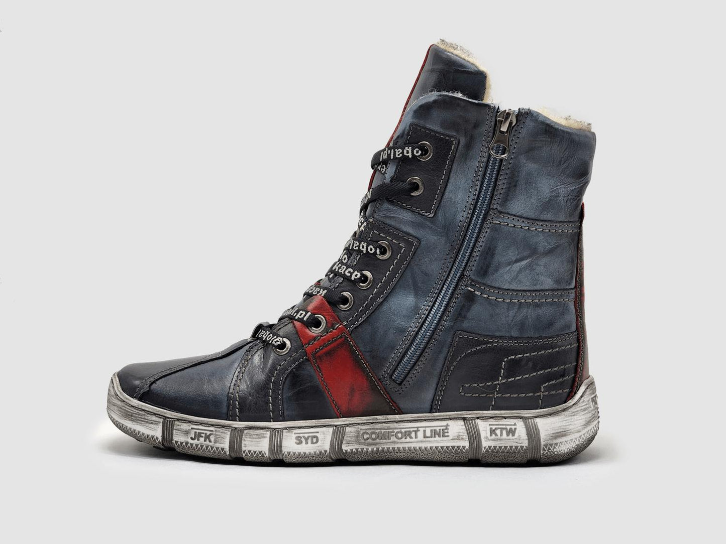 Kcr Group - Men's Tall Comfort Thick Wool-lined Zip-up Leather Boots