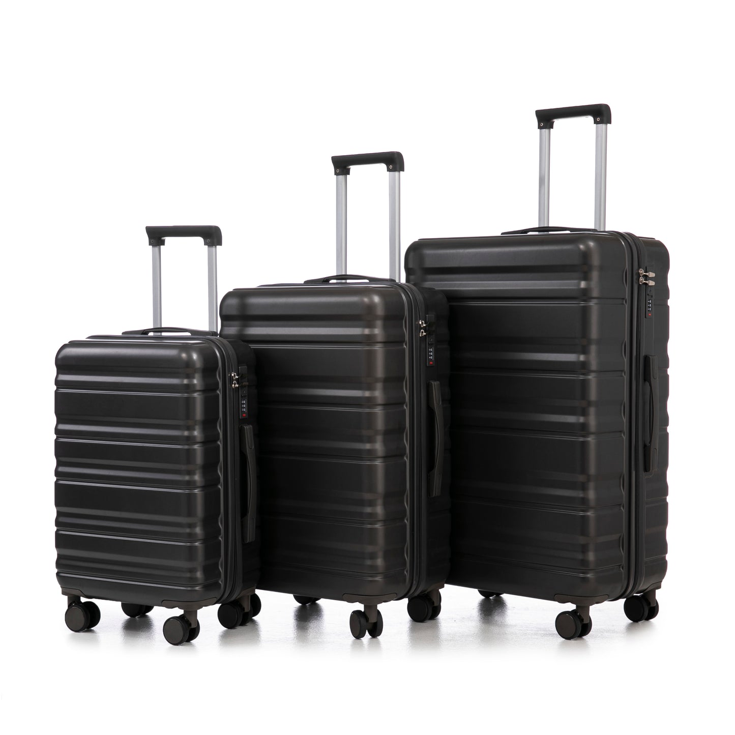 3-Piece Luggage Set – 20" / 24" / 28" ABS Spinner Suitcase with 360° Wheels & Combination Lock (Dark Gray)