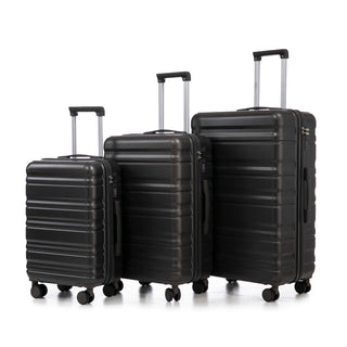 3-Piece Luggage Set – 20" / 24" / 28" ABS Spinner Suitcase with 360° Wheels & Combination Lock (Dark Gray)