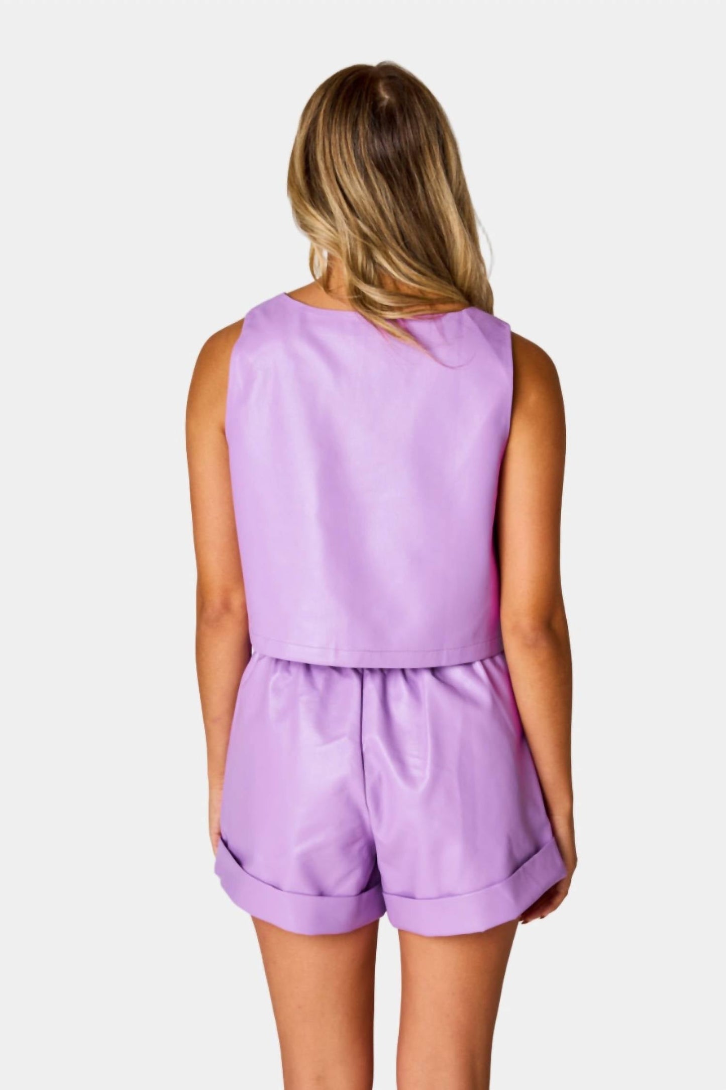 Buddylove - "it's Game Day!" Purple Faux Leather Crop Top