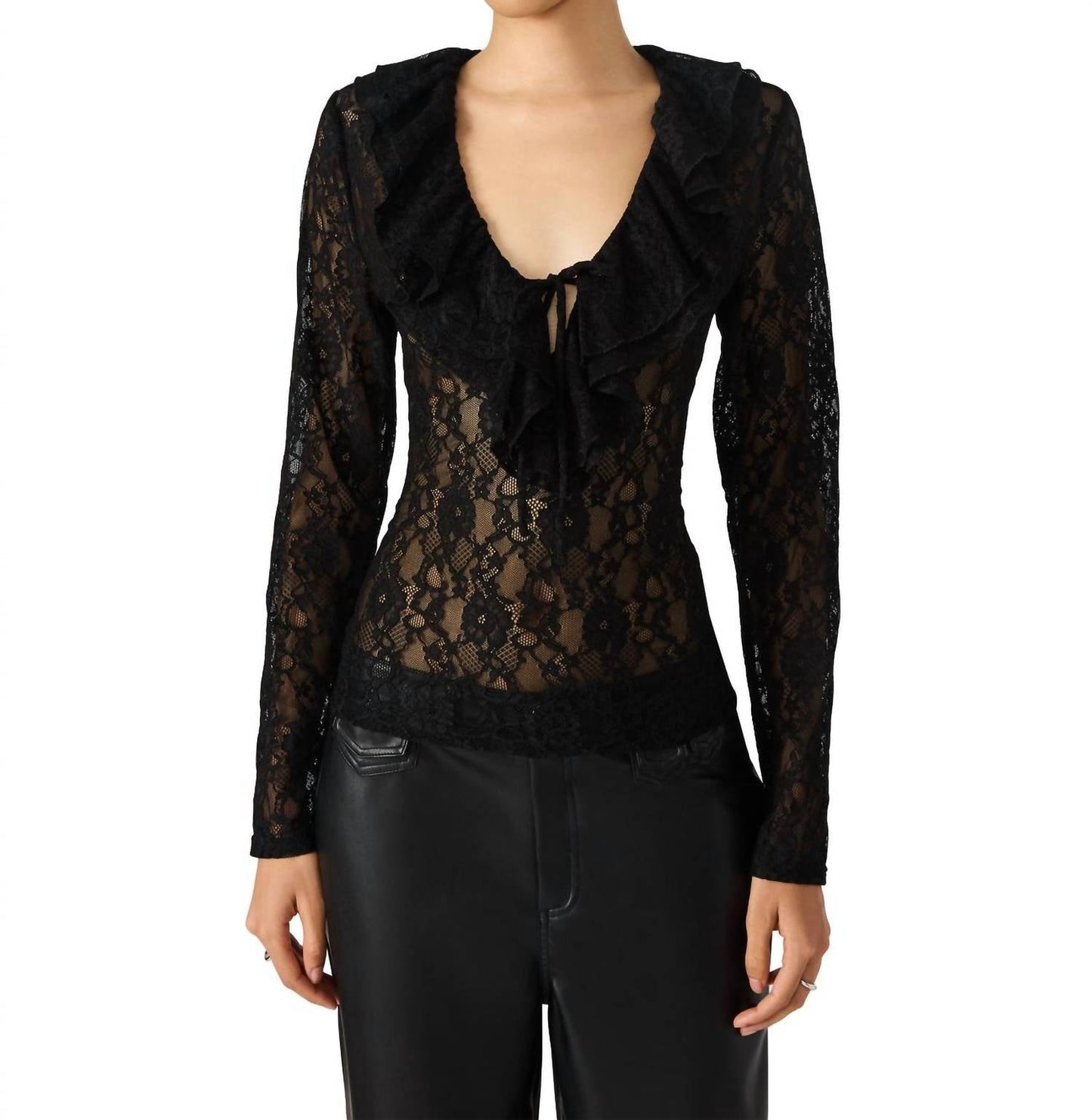 Steve Madden - Elvie Lace V Neck Top