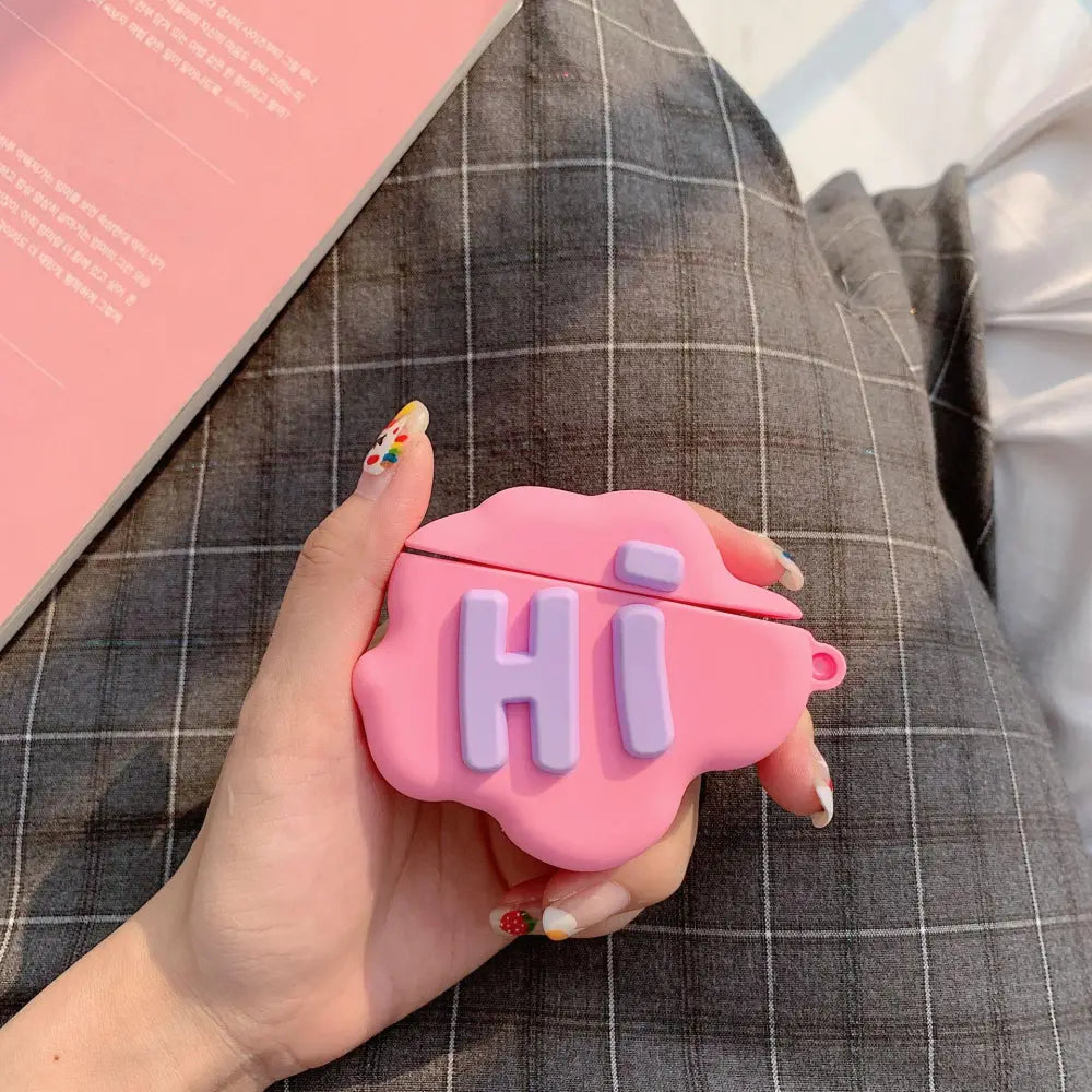 3d Hi Bye Speech Bubble Silicone Airpods 2 Case