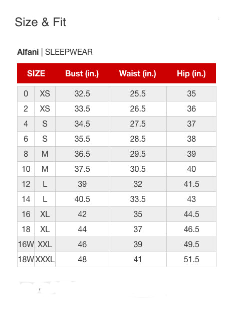 Pijama feminino Alfani com decote redondo, preto, tamanho 2, extra grande