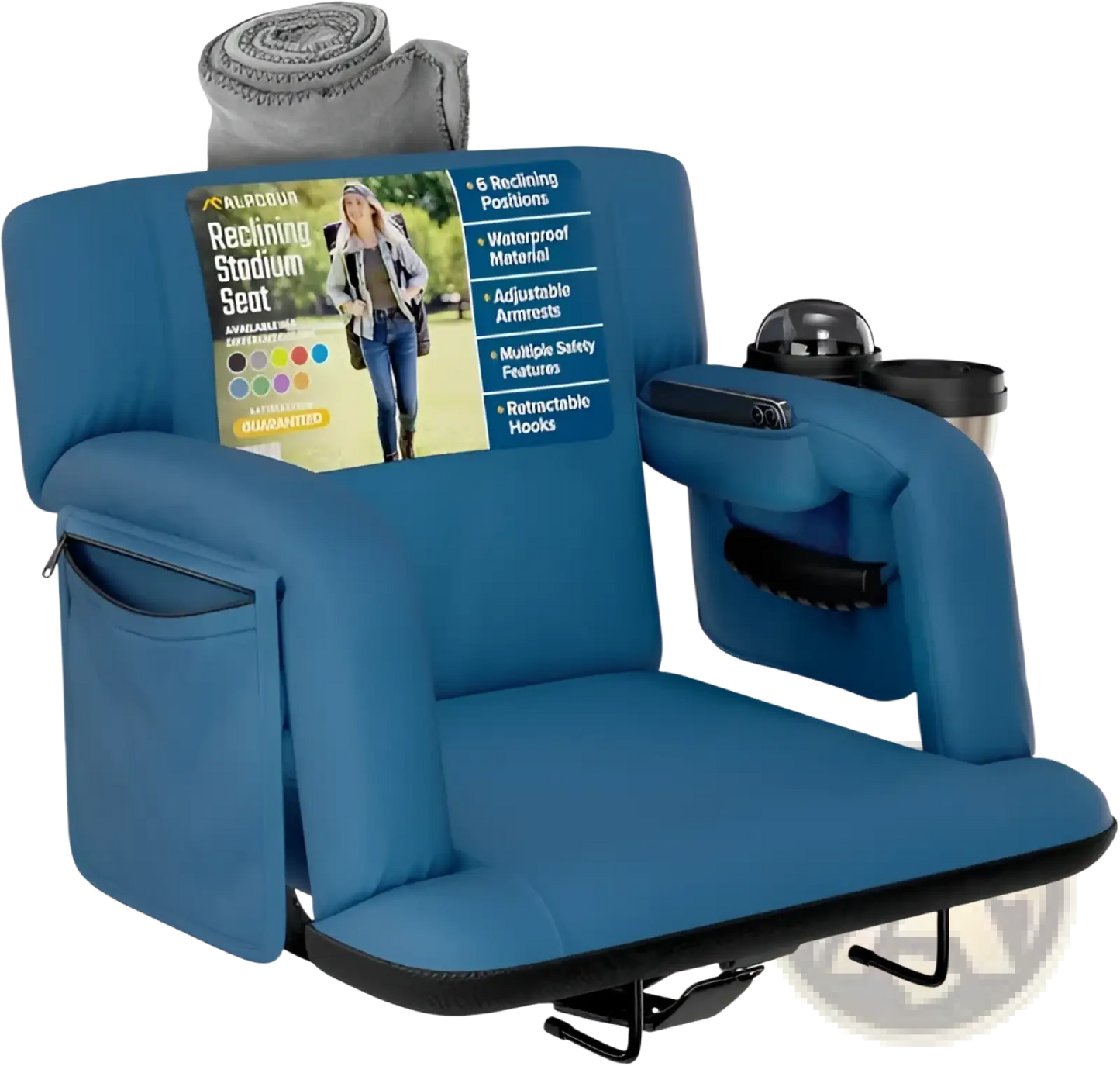 Alpcour Premium Reclining Stadium Seat with Armrests