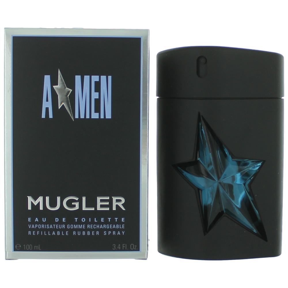 Thierry Mugler Angel Eau De Toilette Refillable Rubber Spray for Men 3.4 Oz