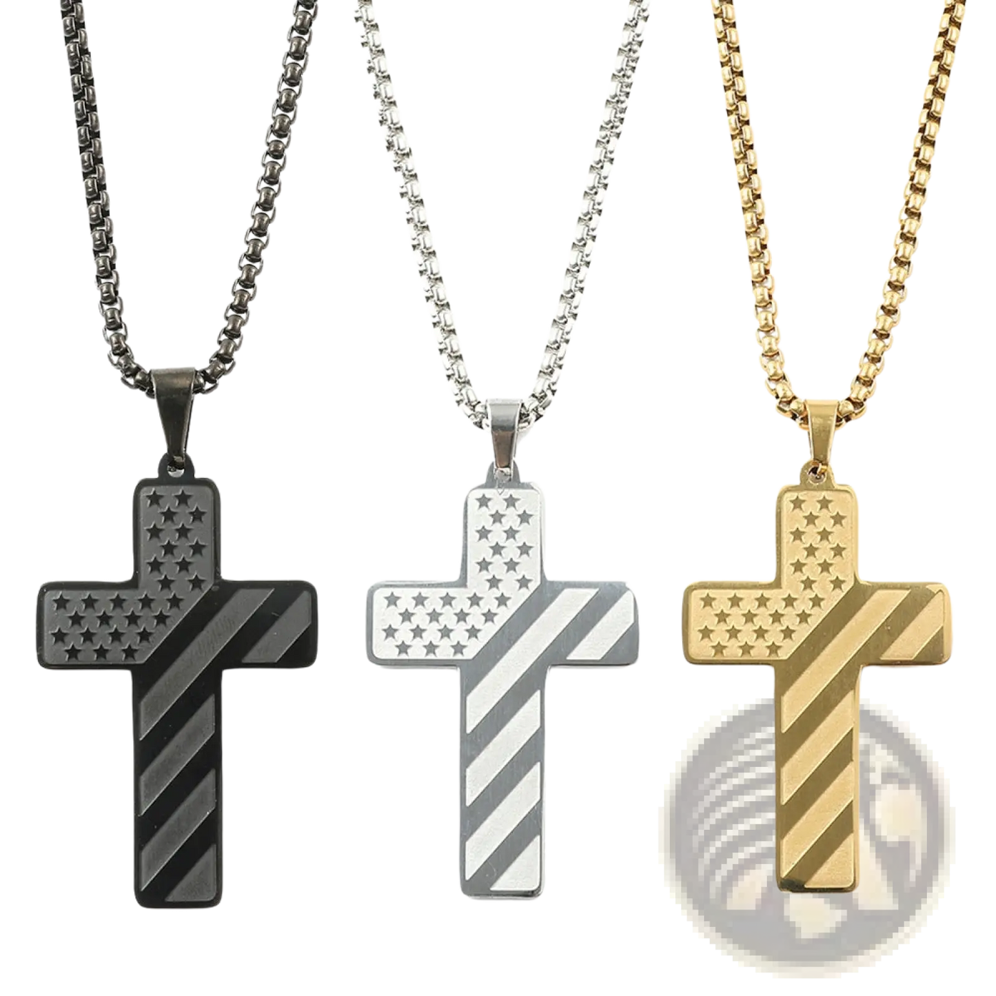 American Flag Bible Verse Cross Pendant Necklace