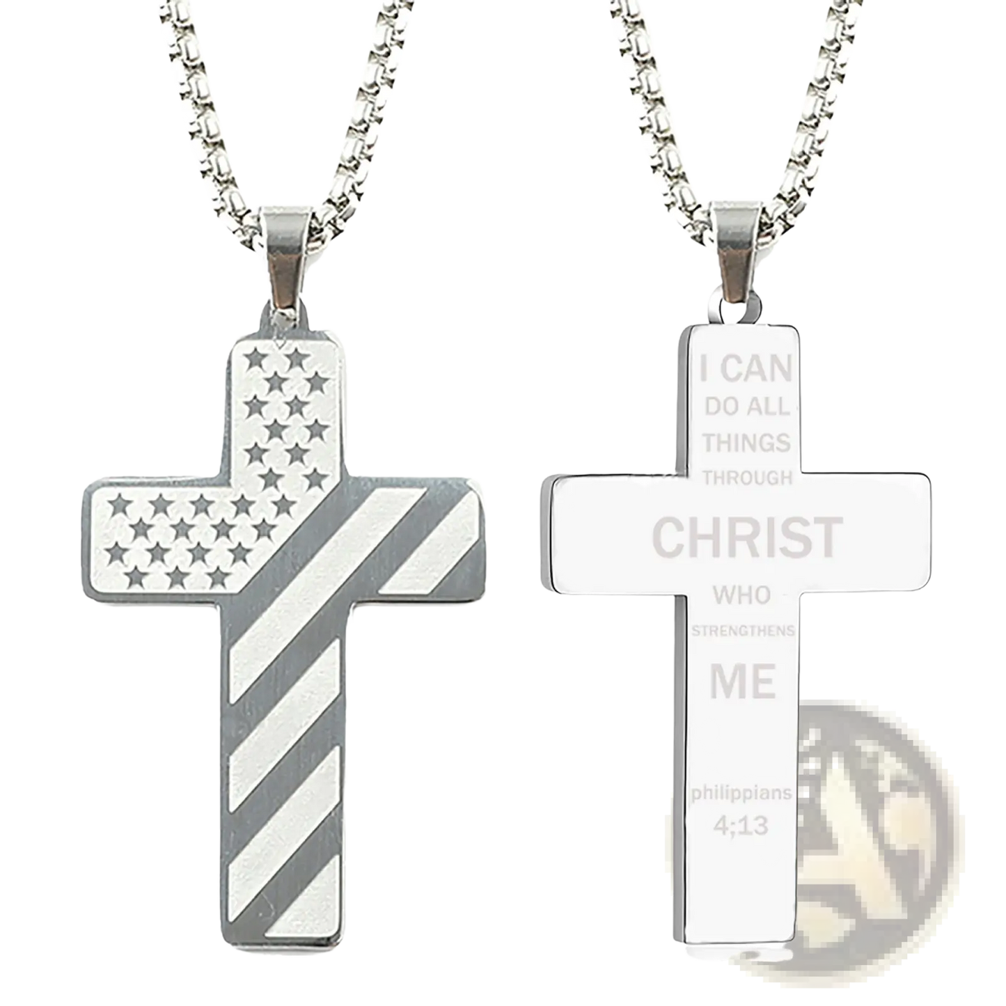 American Flag Bible Verse Cross Pendant Necklace