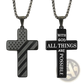 American Flag Bible Verse Cross Pendant Necklace