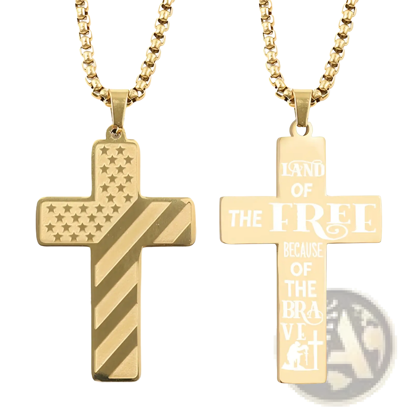 American Flag Bible Verse Cross Pendant Necklace