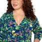 Leota's Curve Feminino Amiya Manga 3/4 Midi Borboleta Prado Azul Marinho