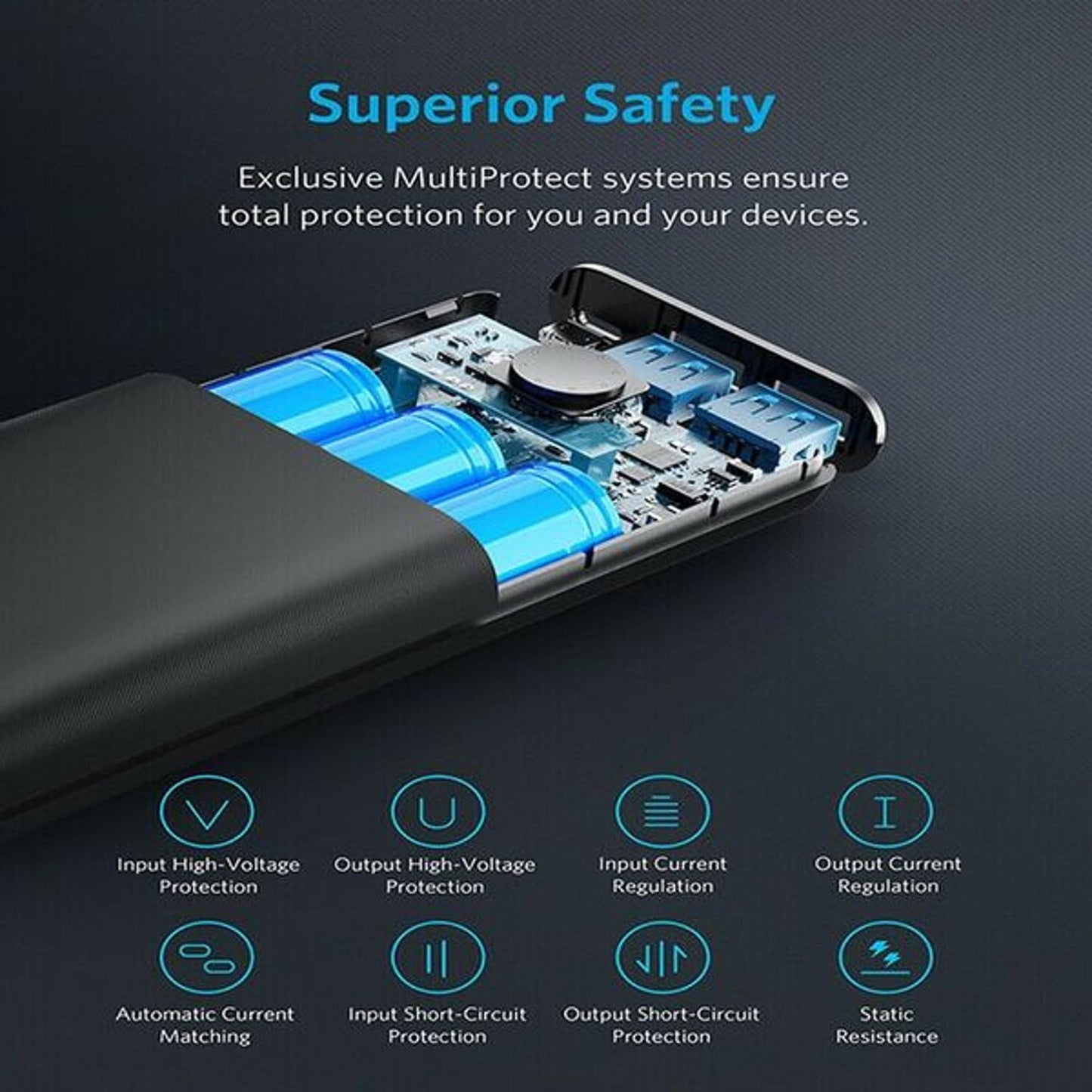 Carregador portátil de celular Anker PowerCore Select 20k mAh com duas portas - Preto