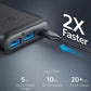 Carregador portátil de celular Anker PowerCore Select 20k mAh com duas portas - Preto