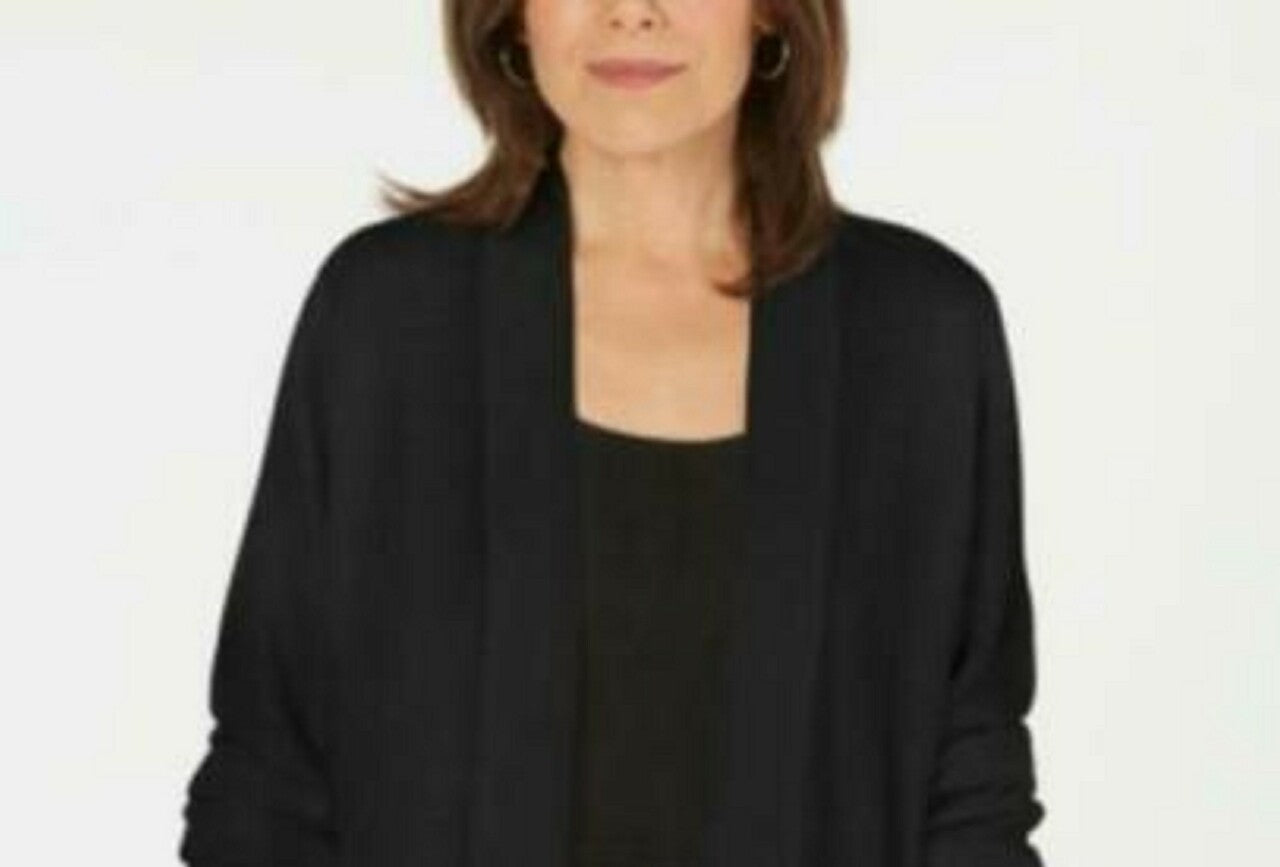 Karen Scott Cardigan Feminino Aberto na Frente Preto Tamanho Pequeno