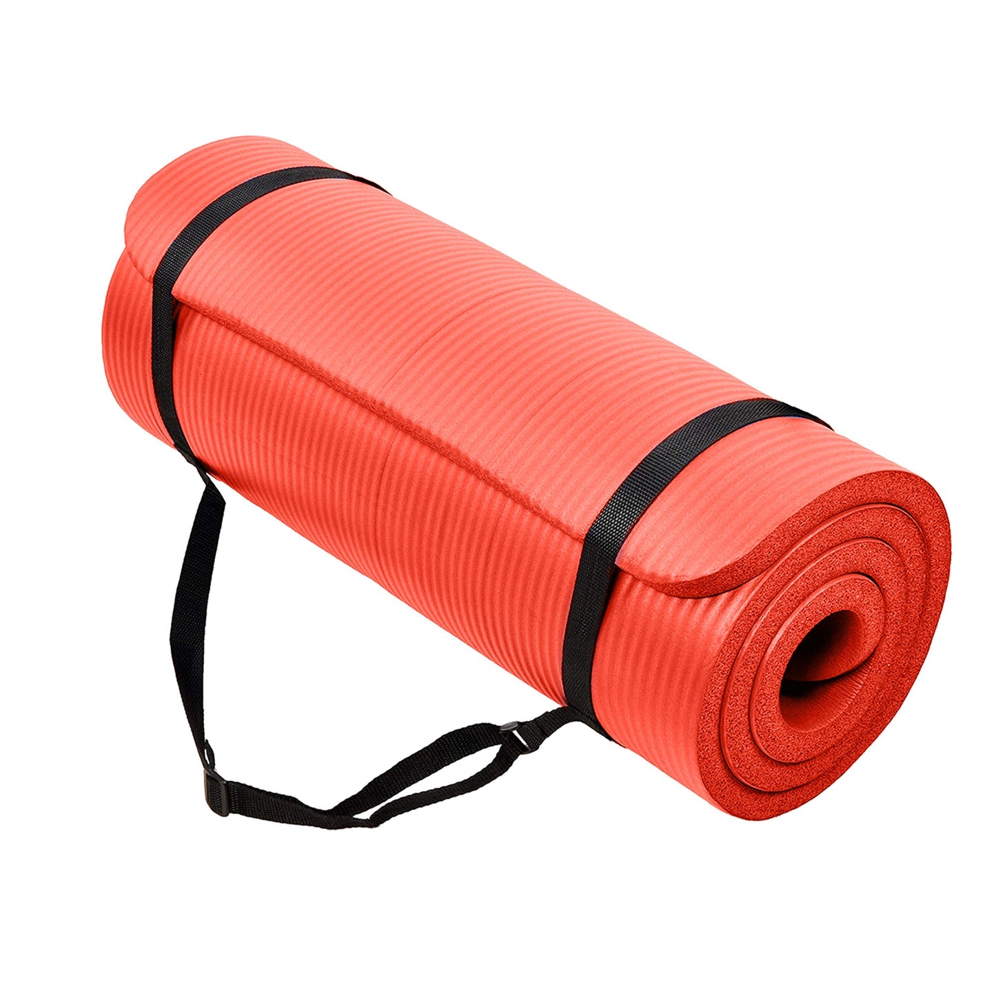 Tapete de exercícios BalanceFrom Fitness GoCloud 1" extra grosso com alça de transporte, vermelho
