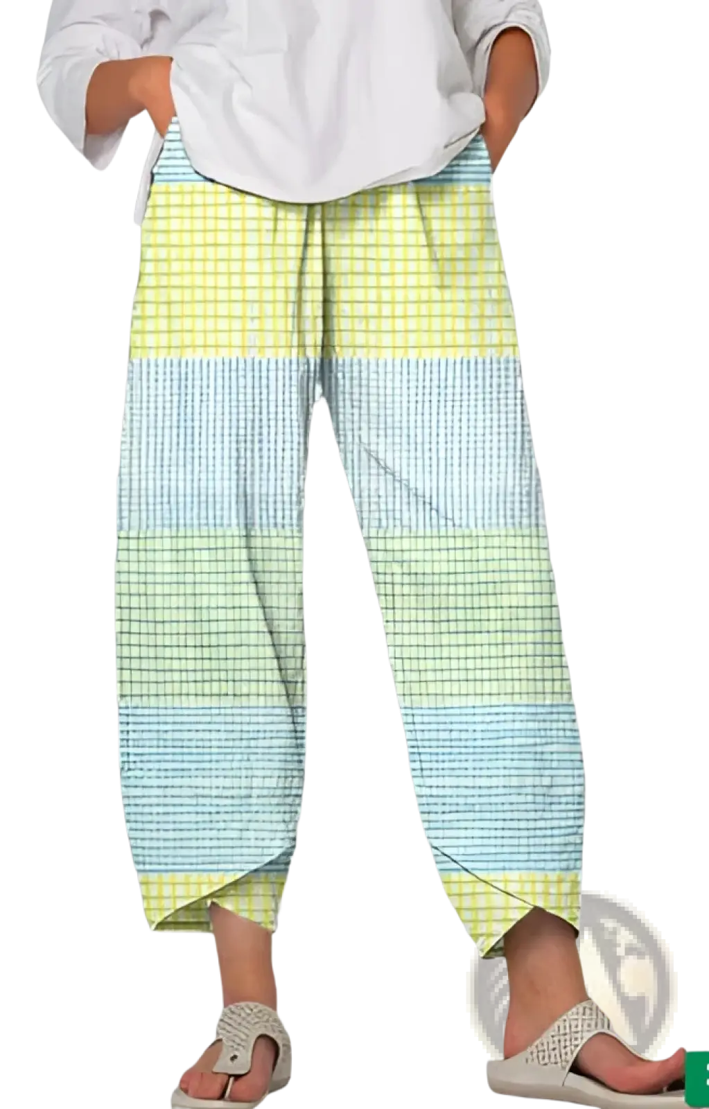Artistic Printed and Embroidered Slimming Cropped Pants