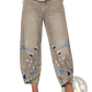 Artistic Printed and Embroidered Slimming Cropped Pants