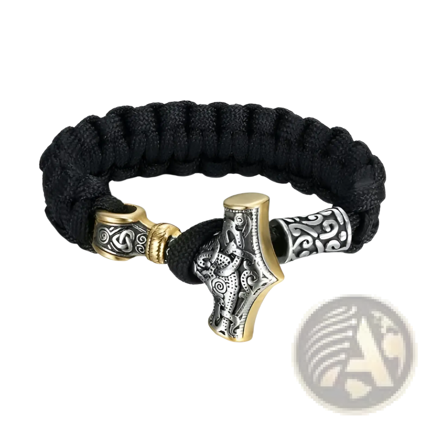 Asgard Engraved Silver Mjolnir Paracord Bracelet