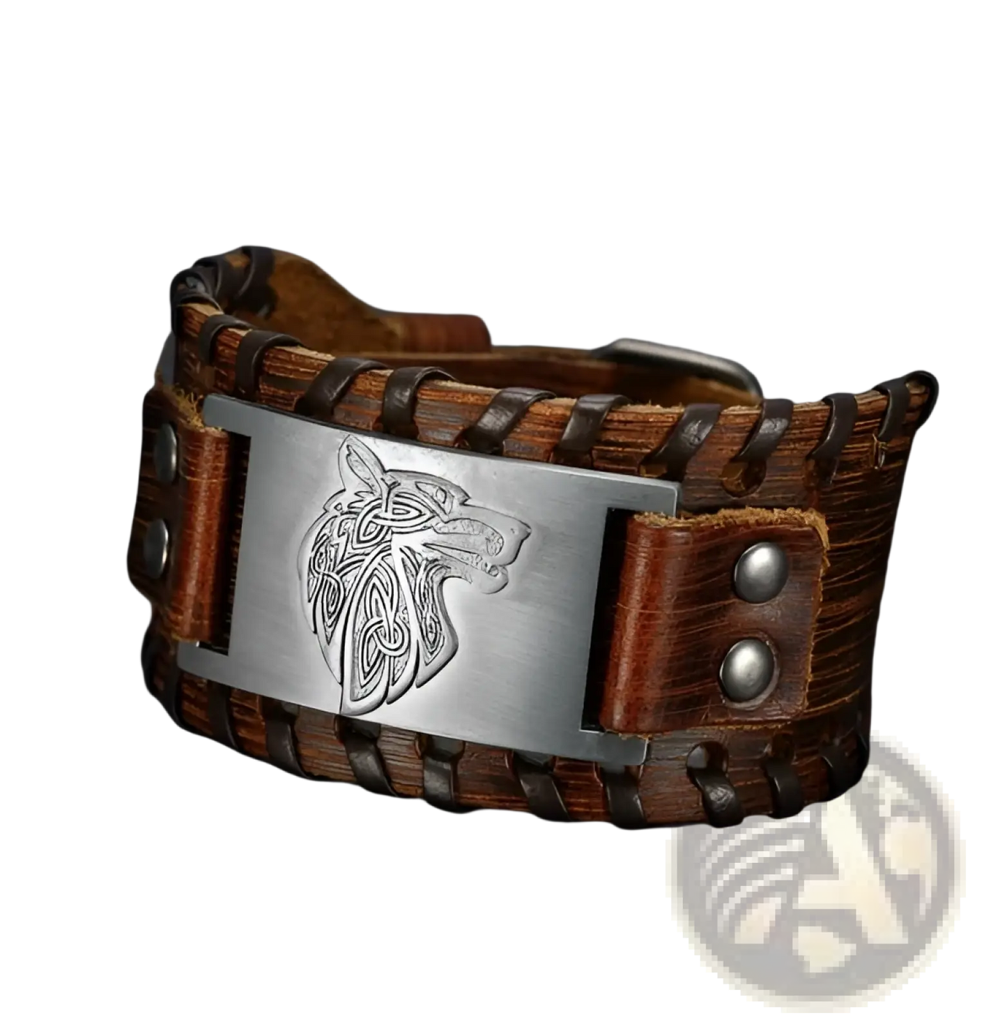 Asgard Fenrir Viking Wolf Braided Leather Buckle Arm Cuff