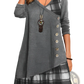 Asymmetrical Plaid Patchwork Knit Tunic Dress