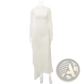 Asymmetrical Satin Batwing Sleeve Maxi Dress