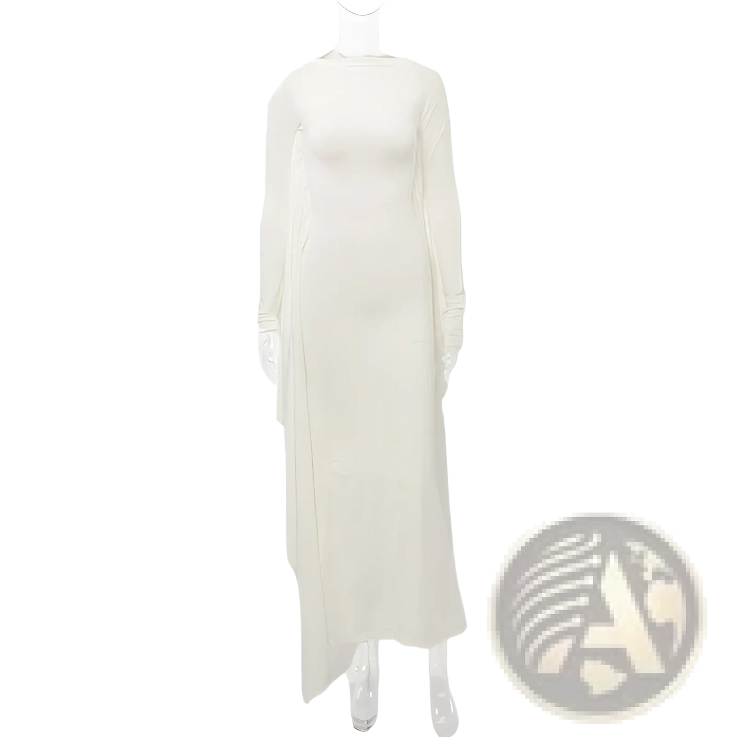 Asymmetrical Satin Batwing Sleeve Maxi Dress