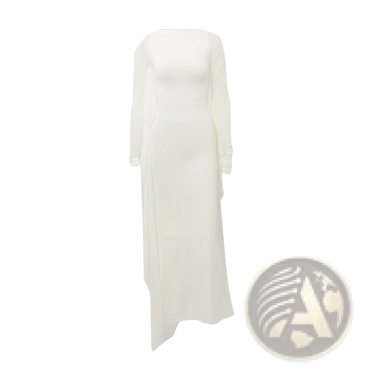Asymmetrical Satin Batwing Sleeve Maxi Dress