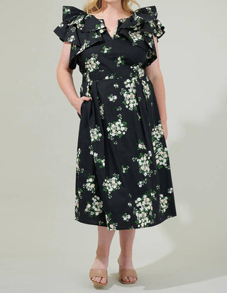 Sugarlips - Vestido midi com amarração floral Emery